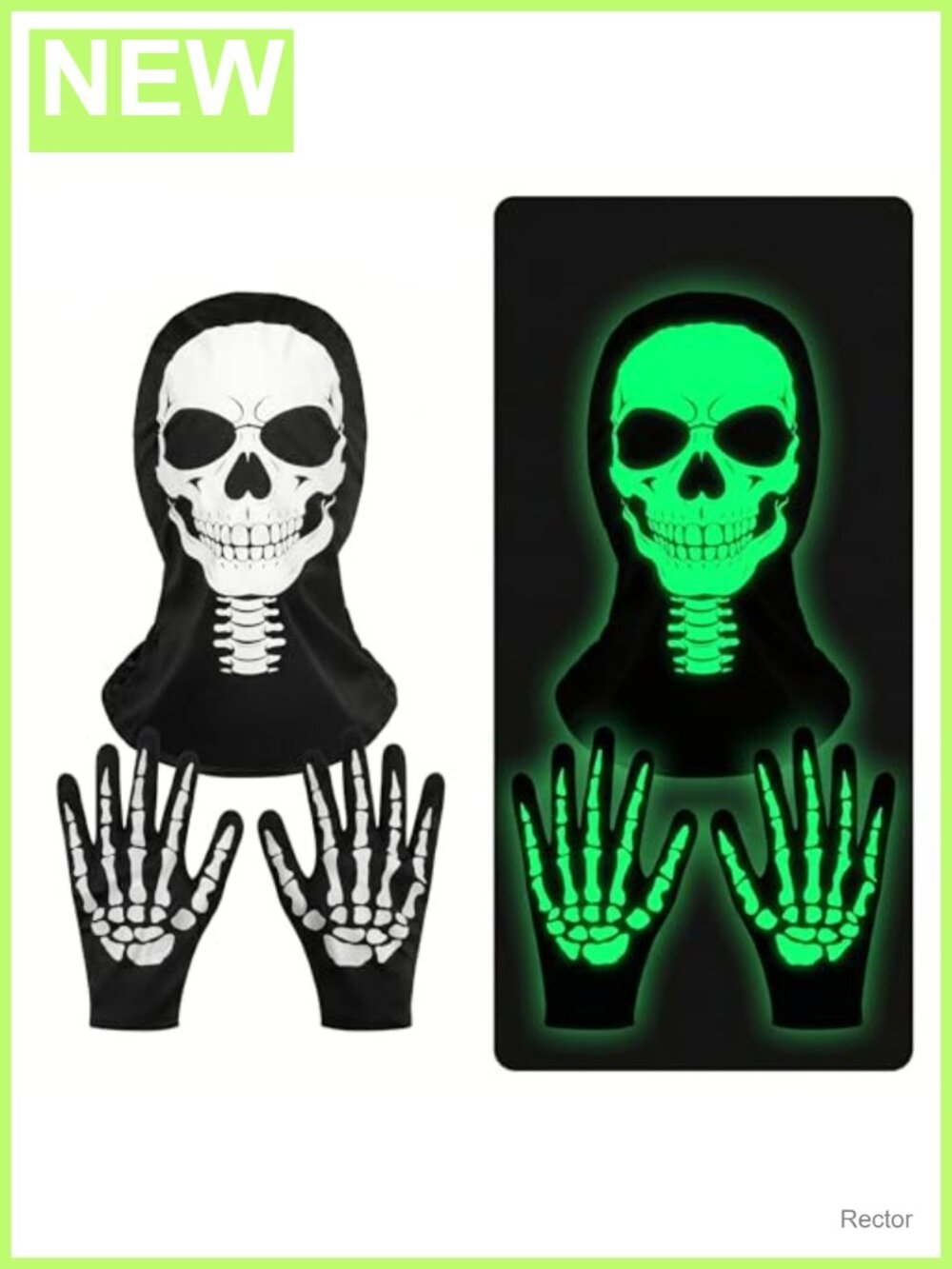 Glow in Dark Skull Mask Skeleton Gloves Costume Set